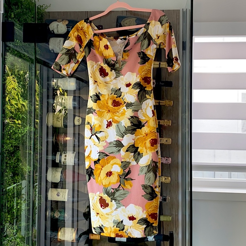 Pink Floral midi dress